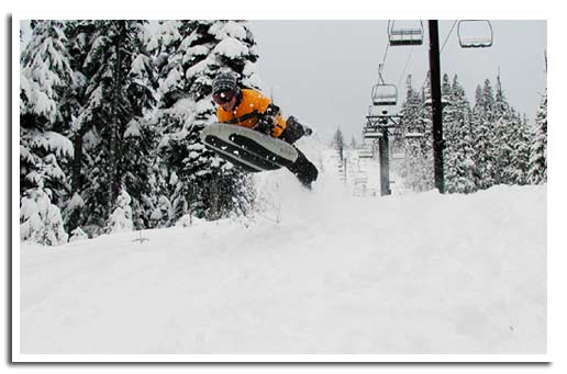 Airboard on slopes in ski resort
